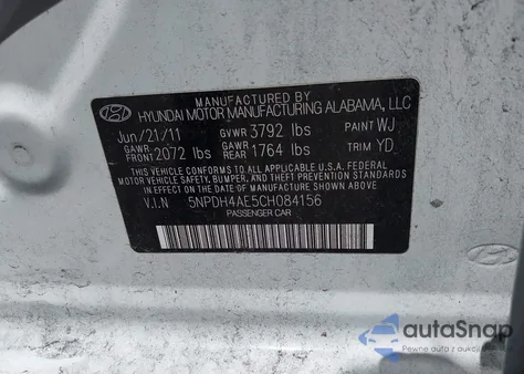 2012 Hyundai Elantra Gls from USA, damaged, VIN 5NPDH4AE5CH084156